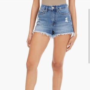 Good American Blue Distressed Jean Shorts
